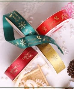 ruy băng in chữ nhũ happy christmas
